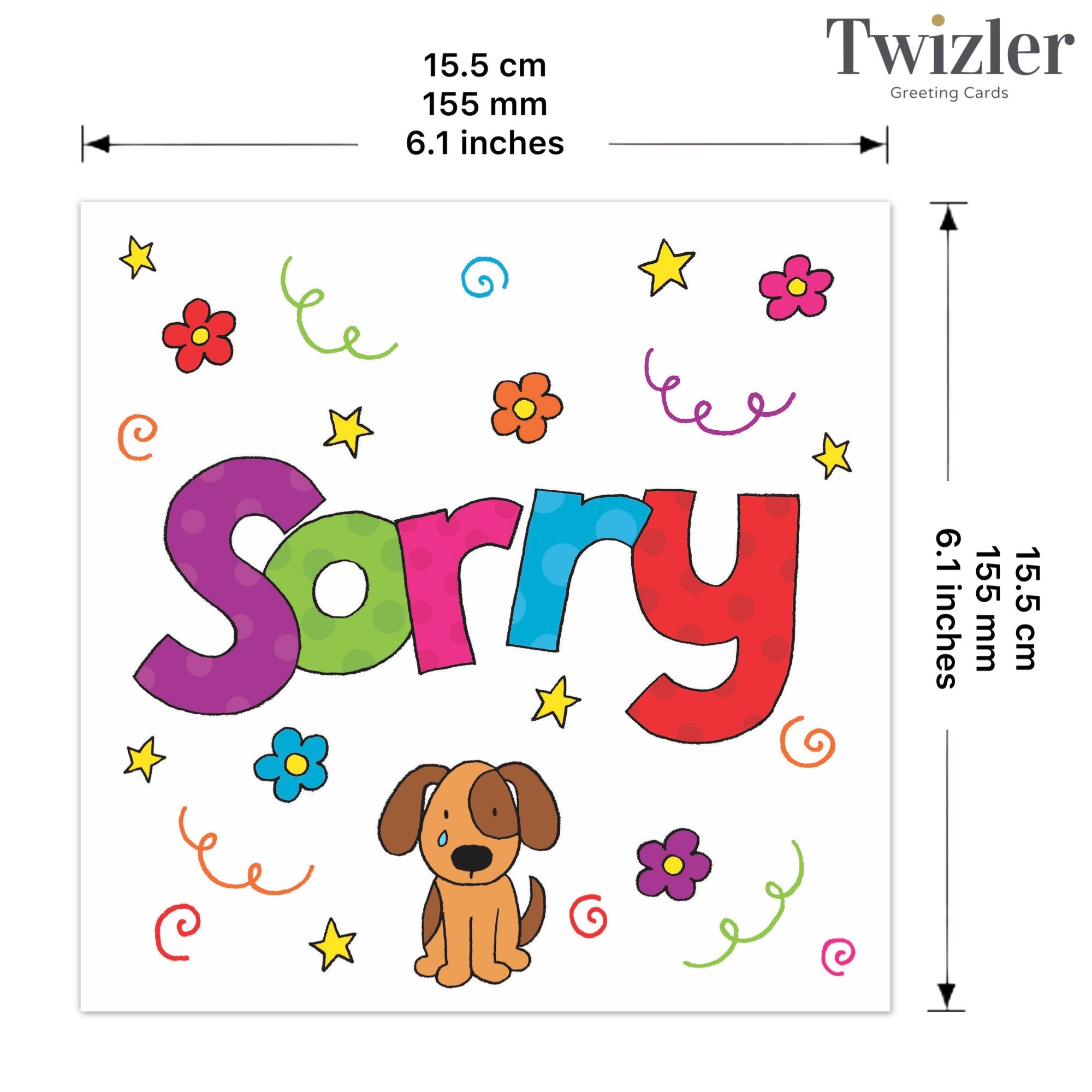 Sorry Card - het spijt me kaart voor elke sorry gelegenheid - bloemen en  huilende puppy-ontwerp - Etsy België, image size:2000x2000