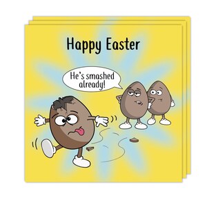 Lot de 3 cartes de Pâques amusantes - Oeufs cassés - Lot de 3 cartes de Pâques humoristiques - Lot de 3 cartes de Pâques - Joyeuses Pâques