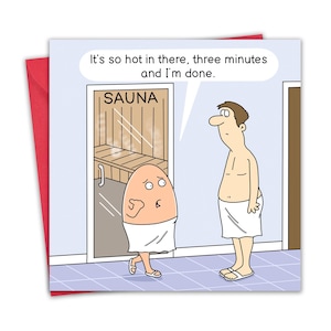 Grappige kaart - eiersauna - onbeleefde verjaardagskaart voor mannen en vrouwen - blanco binnenkant - humor verjaardag - Valentijnsdag - moeder vader echtgenoot vrouw hem haar