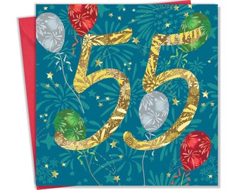 Tarjeta de feliz 55 cumpleaños para él y ella - Tarjeta de 55 años - Tarjeta de 55 años - Tarjeta unisex de 55 cumpleaños para un amigo, un hito, un hijo, una hija, una mamá o un papá.