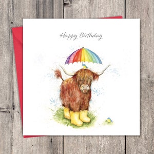 Carte d'anniversaire vache Highland - carte de joyeux anniversaire pour homme ou femme - carte d'anniversaire pour lui - carte unisexe