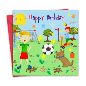 Geburtstagskarte für Jungen – Fußball – Kinder Geburtstagskarte für Sohn Enkel – Kindergeburtstagskarte Bruder Neffe – Jungenkarte Geburtstag