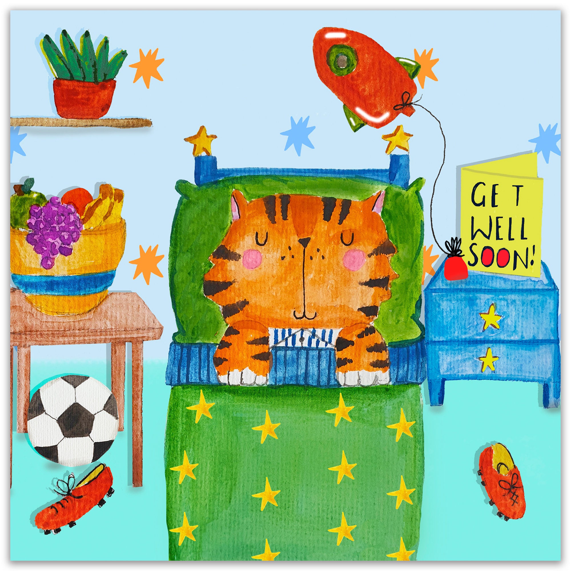 Get Well Soon Card for Boys - Childrens Get Well Card for Kids ...