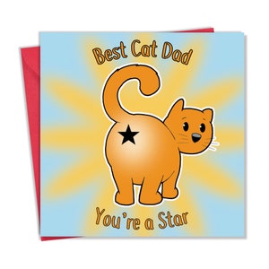 Vatertagskarte von der Katze - Lustige Katzen-Vatertagskarte - Happy Father's Day Katzenkarte - Best Cat Dad