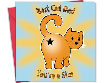 Father's Day Card From The Cat - Funny Cat Father's Day Card - Happy Father's Day Cat Card - Best Cat Dad