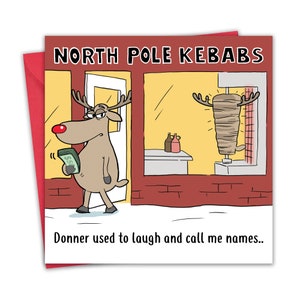 Divertente biglietto di Natale Donner Kebab - Biglietto di auguri di Natale - Natale - Natale per uomo - Natale per lui e papà - Natale per donna - Natale per lei e mamma - Buone feste