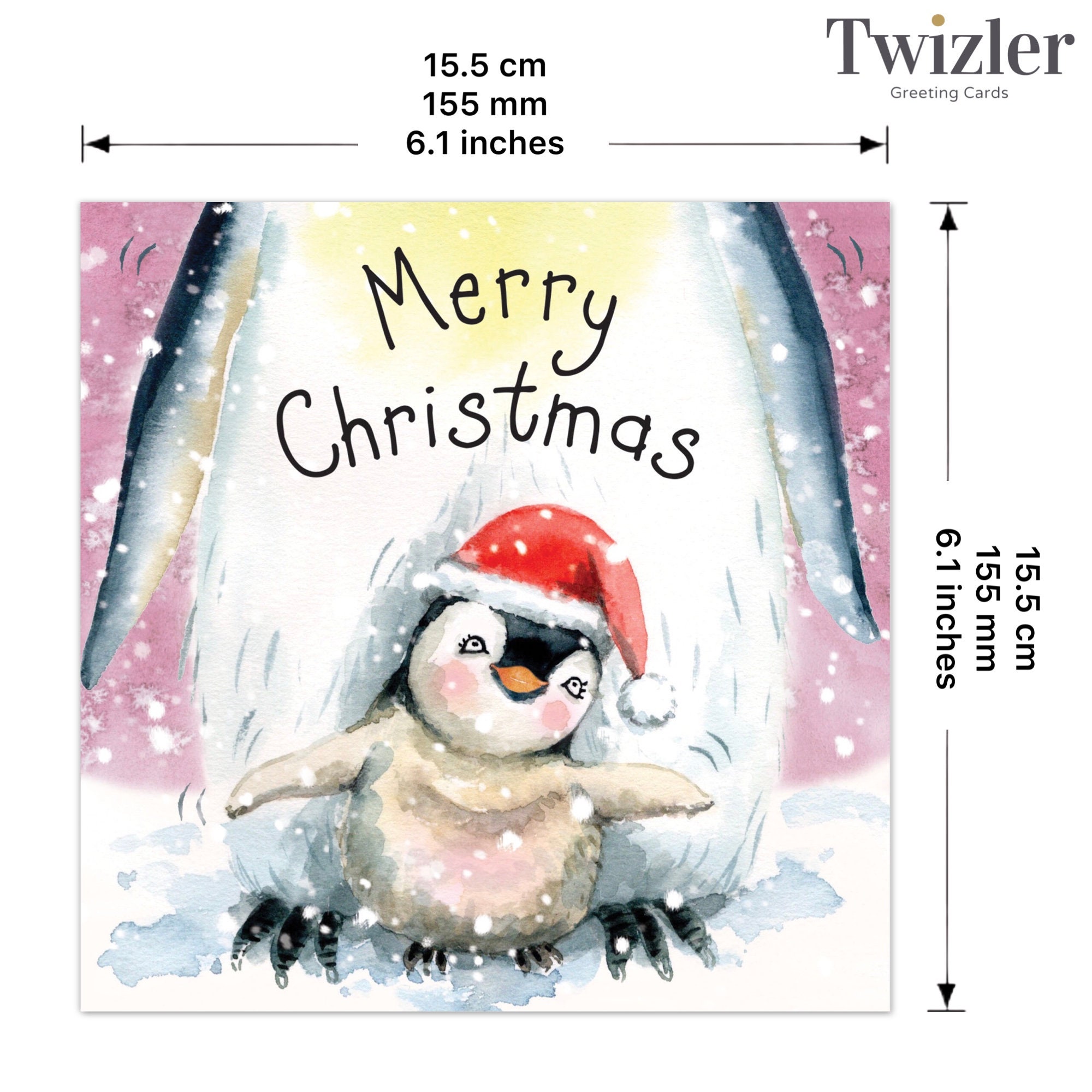 Twizler Weihnachtskarte Mit Schweinen – Lustige Karte, 15,5x15,5 Cm, Mit Umschlag