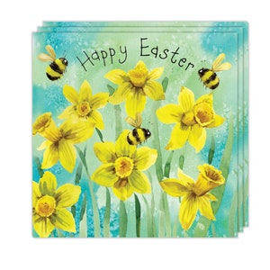 Paquete de 3 Tarjetas de Pascua - Diseño de Narcisos - Lindo Paquete Múltiple de Tarjetas de Pascua - Paquete de 3 Tarjetas de Pascua - Tarjetas de Felices Pascuas