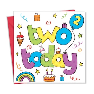 2e carte d'anniversaire pour garçon ou fille - Deuxième carte d'anniversaire fille ou garçon - Carte d'anniversaire pour garçon - Carte d'anniversaire pour fille - Carte d'anniversaire pour enfant de 2 ans