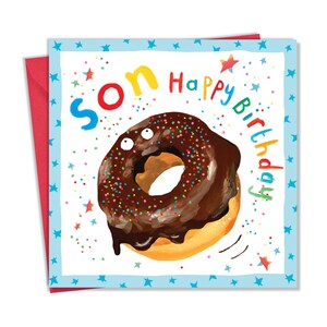 Geburtstagskarte für Sohn mit leckerem Donut-Design – Kindergeburtstagskarte für Sohn – Karte für Jungen – Geburtstagskarte für Sohn für Kinder