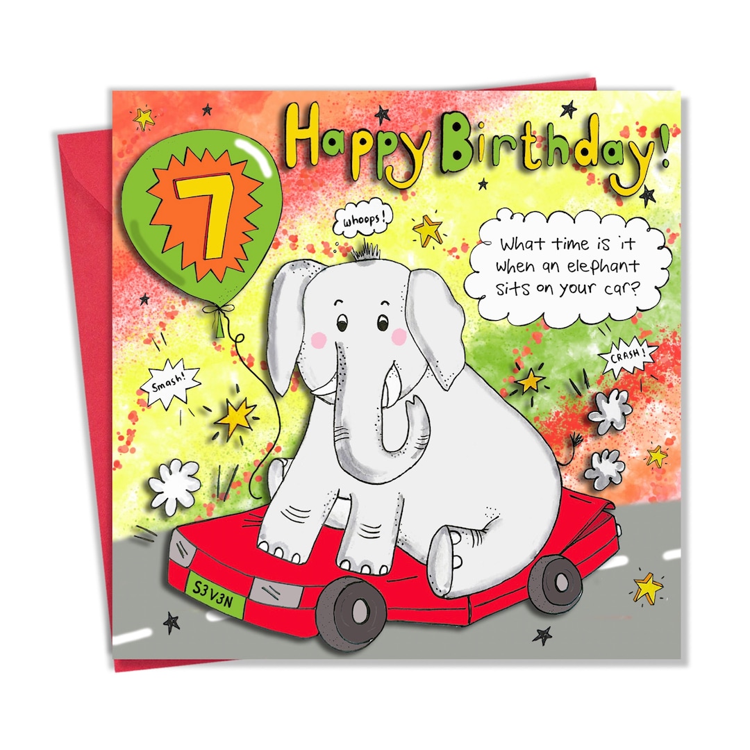 7th Birthday Card - Funny Joke Childrens Birthday Card - Age
