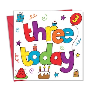 3rd Birthday Card for Boy or Girl - Third Birthday Card Girl or Boy - Boys Birthday Card - Girls Birthday Card - Kids Age 3 Birthday Card