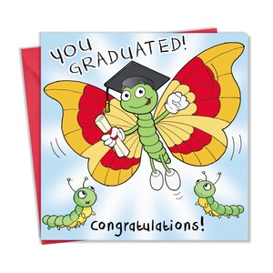 Carte d'obtention du diplôme drôle - Graduation papillon - Carte d'obtention du diplôme drôle - Carte d'obtention du diplôme drôle