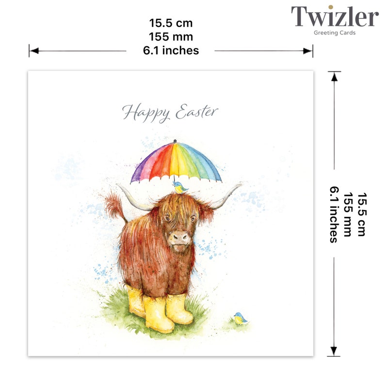 Carte de Pâques vache Highland Joyeuses Pâques cartes pour maman papa et grand-père voeux de Pâques pour fils fille petit-fils petite-fille ami image 3