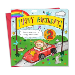 Carte de 2e anniversaire - Carte d'anniversaire pour enfants blague drôle - Carte d'anniversaire pour enfants de 2 ans pour garçons ou filles - Carte de joyeux anniversaire pour enfants âgés de deux ans