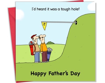 Funny Golf Father's Day Card with Tough Golf Hole Design - Funny Father's Day Card from Daughter - Funny Father's Day Card from Son