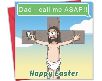 Funny Easter Card with Call Me ASAP Design - Funny Happy Easter Cards - Wife Funny Easter Card Husband - Daughter Funny Easter Card Son