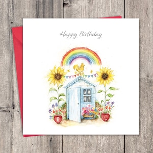 Birthday Card Garden Shed - Happy Birthday Card for Men or Women - Birthday Card for Him or Her - Gardener Birthday Card