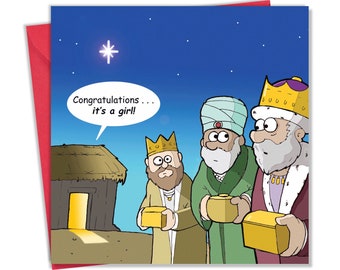 Funny Christmas Card with 3 Wise Men - Funny Xmas Card - Merry Christmas Card – Funny Christmas Gift - Holiday Card - Humour Card -Baby Card