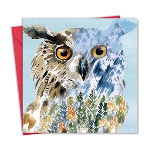 Tarjeta de felicitación de búho (en blanco por dentro para cualquier ocasión) Tarjeta de cumpleaños de animales para hombres o mujeres Arte de la naturaleza y la vida salvaje