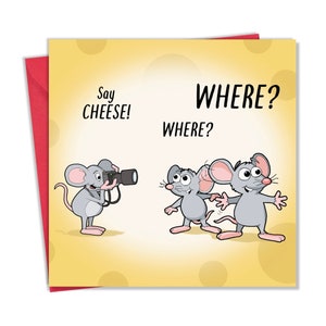 Biglietto divertente con topi che dicono "Cheese Mice" - Biglietto vuoto divertente per ogni occasione - Biglietto di compleanno divertente per uomini o donne - Biglietto di buon compleanno per lei e lui
