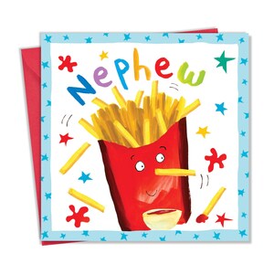 Biglietto di compleanno nipote per ragazzi con patatine fritte Design - Biglietto di compleanno per nipote - Biglietto nipote per bambini