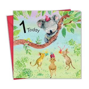 Carte de 1er anniversaire pour garçon ou fille Koala – Carte de premier anniversaire pour enfants – Enfants de 1 an Joyeux anniversaire – 1 an