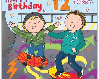 Geburtstagskarte Zum 10. Für Jungen – Skateboard-Design, Für Sohn, Neffe & Co.