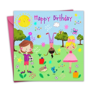 Tarjeta de cumpleaños para niñas - Parque - Tarjeta de feliz cumpleaños para niños para hija nieta - Tarjeta de cumpleaños para niños Hermana sobrina - Tarjeta de niña