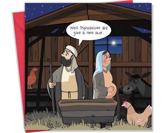 Biglietto Di Natale Divertente Con Maiali Nelle Coperte - 15.5x15.5 Cm, Con Busta Rossa, Regalo Simpatico - copertina