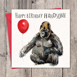 Grappige verjaardagskaart Gorilla – grappige verjaardagskaart voor hem - grappige verjaardagskaart vriend - grappige gelukkige verjaardagskaart - grappige kaart verjaardag