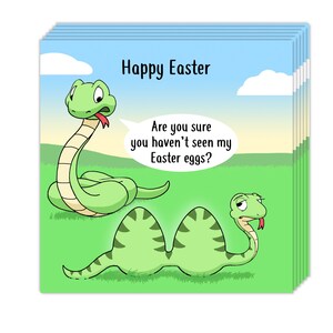 Lot de 6 cartes de Pâques amusantes - Motif serpents manquants - Lot de 6 cartes de Pâques humoristiques - Lot de 6 cartes de Pâques - Cartes Joyeuses Pâques