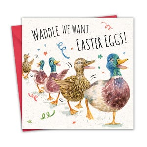Tarjeta de Pascua divertida - Patos - Tarjetas de Pascua felices para mamá, papá, abuela, abuelo - Saludos humorísticos para hijo, hija, nieto, nieta, amigo