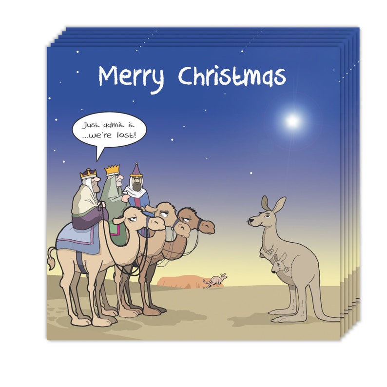 Funny Christmas Cards Pack of 6  Three Wise Men Design  image 1