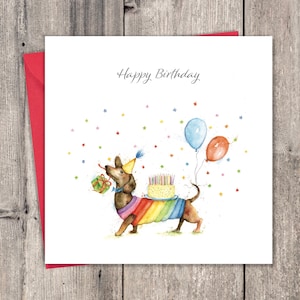 Geburtstagskarte Wurst Hund - Happy Birthday Karte für Männer oder Frauen - Geburtstagskarte für Sie oder Ihn - Geburtstagskarte vom Hund