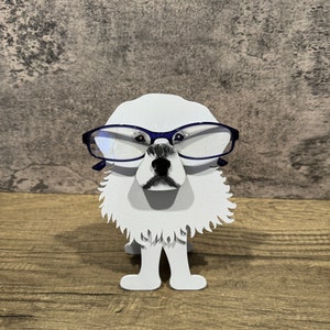 Dog Glasses Holder, Metal Dog Sculpture, Eyeglass Stand, Desk Organizer, Animal Lover Gift image 2