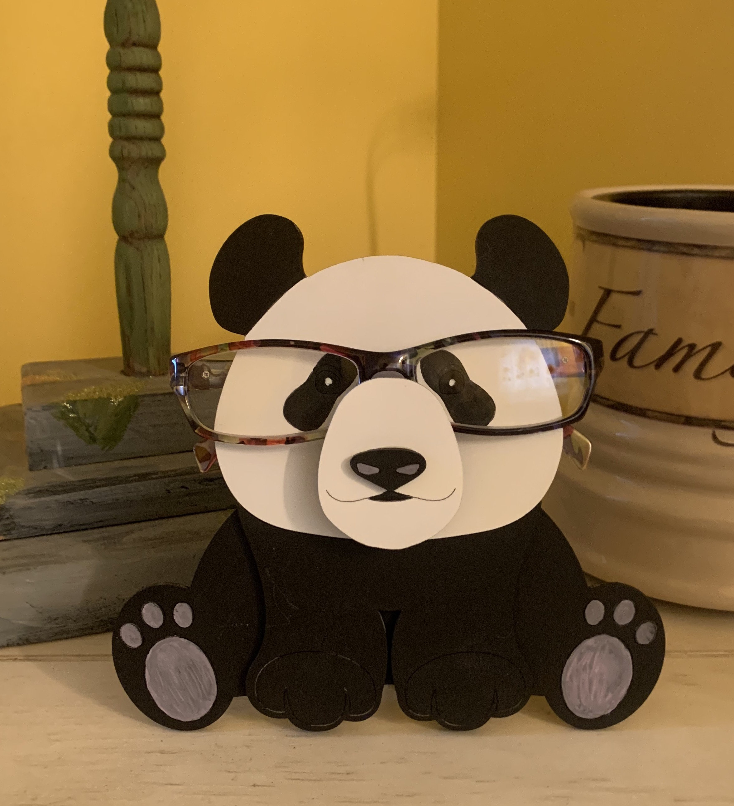 Levenger Bear Eyeglasses Holder Stand - Handcrafted Sheesham Wood