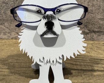Dog Glasses Holder, Metal Dog Sculpture, Eyeglass Stand, Desk Organizer, Animal Lover Gift
