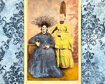 Victorian Hair Extensions • Original Mixed Media Art • Altered Ancestor • Altered Victorian Photo • Found Photo Artwork • Mini Art Gift