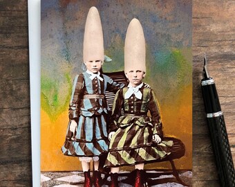 Cone Sisters Greeting Card • Altered Victorian Photo • Found Photo Art • Blank Inside