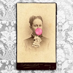Victorian Bubble Gum • Altered Victorian Carte de Visite • Original Mixed Media Art • Altered Ancestor • Altered Found Photo • Fun Art Gift