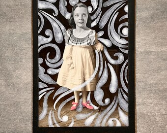 Dancing in Grandma's Shoes Altered Photo Collage: Vintage Mixed Media Art