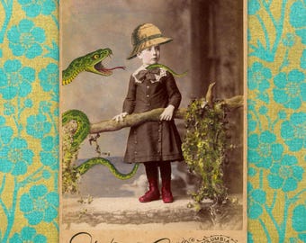 Young Indiana Jones • Cabinet Card Collage • Altered Victorian Photo • Dark Academia Art • Mixed Media Collage