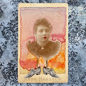Specious Shoes Altered Photo Collage • Altered Victorian Carte de Visite • Mini Mixed Media • Altered Antique Photo • Vintage Photo Collage