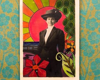 Altered Vintage Postcard • It's Always Sunny In The Garden • Altered Photo Art