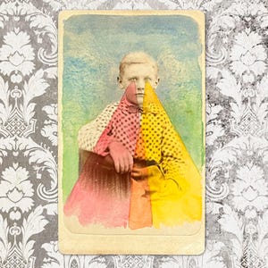I See You Altered Photo • Altered Victorian Carte de Visite • Mini Mixed Media • Altered Antique Photo • Painted Photo • Mini Art Gift