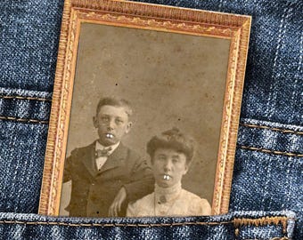 What Big Teeth You Have Mini Mixed Media • 2"x3" Original Art • Tiny Altered Victorian Photo • Magnet Back Option