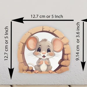 Cartoon Mouse Sticker, Mouse Hole Wall Sticker, 3D Wall Decal, Skirting Board Sticker, Funny Kitchen Decal, Bedroom Decal Peel and stick A77