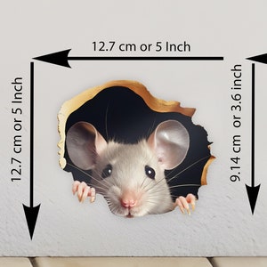 Mouse Hole Sticker, 3D Wall Decal, Skirting Board Sticker, Realistic Mouse, Funny Kitchen Decal, Bedroom Decal Reusable Peel and stick A85
