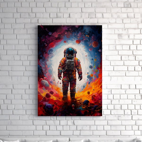 Astronaut Fly In Outer Space Wall Art, Large Canvas Home Decor, Astronaut Poster, Space Poster, Astronaut Wall Art, Astronomy Canvas H44